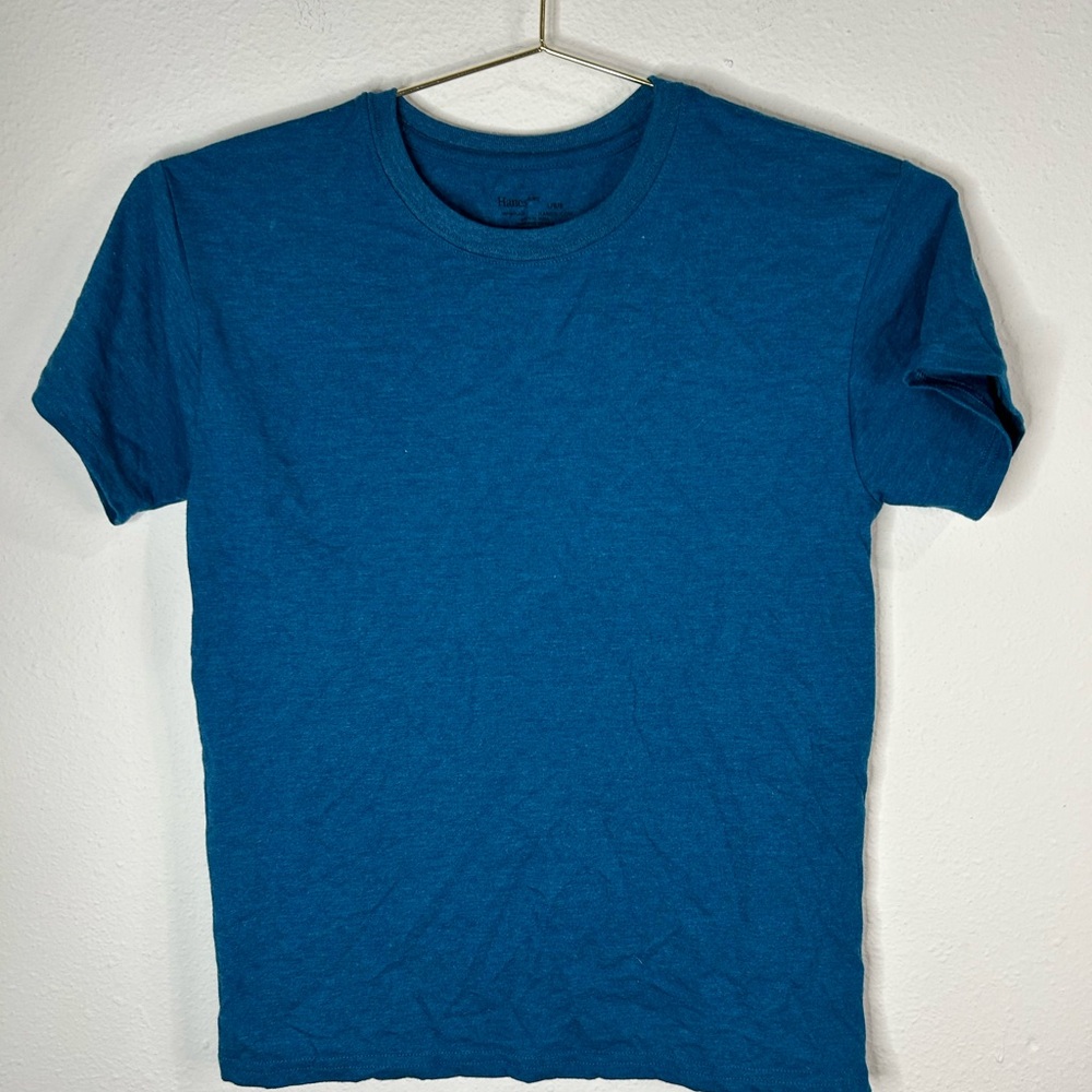 Hanes Boys Blue Short Sleeve T-Shirt Size Large Casual Everyday Tee - Picture 2 of 5